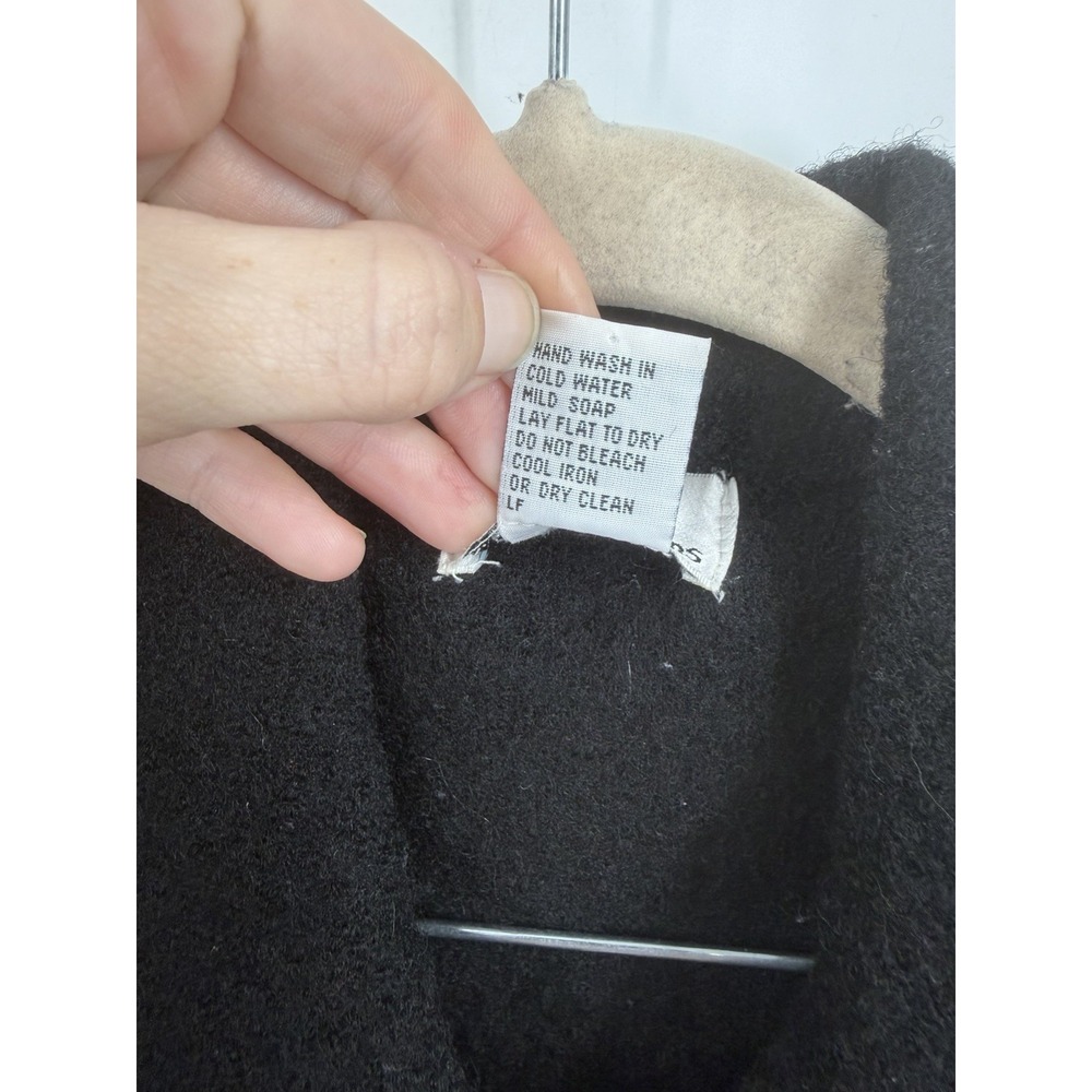 VTG K.B Collection Y2K 100% Wool Zip Sweater Vest Women M Black Crop Boiled Wool - Picture 4 of 7